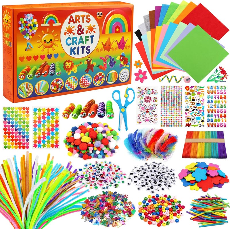 DOITEM Pipe Cleaners Craft Supplies, 1800Pcs Arts and Crafts Supplies DIY School Craft Project Including Pipe Cleaner Pom Poms Craft Kits for Kids Over 8 Years Old - Image 1
